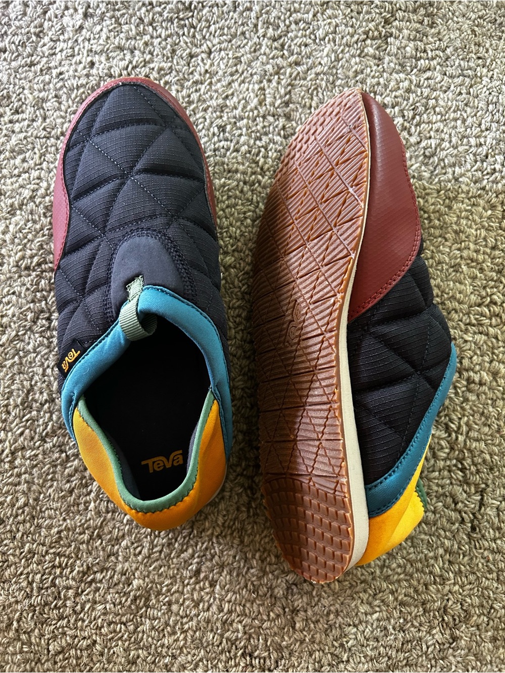 Teva Kids Quilted Slip-On Shoes in Black and Yellow